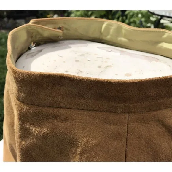 VTG 60s Rare Suede Leather Silk Women’s Pencil Skirt MOD Western Boho USA XS O - Picture 6 of 16